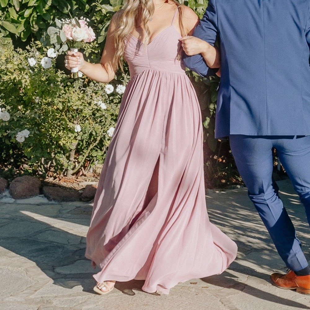 Azazie Pink Ruched Sweetheart Maxi Dress